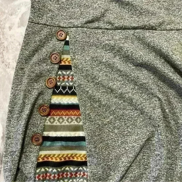 Boho Dress Women's Boat Neck Drawstring Ruched Long Sleeve Geometric size M - Picture 11 of 13